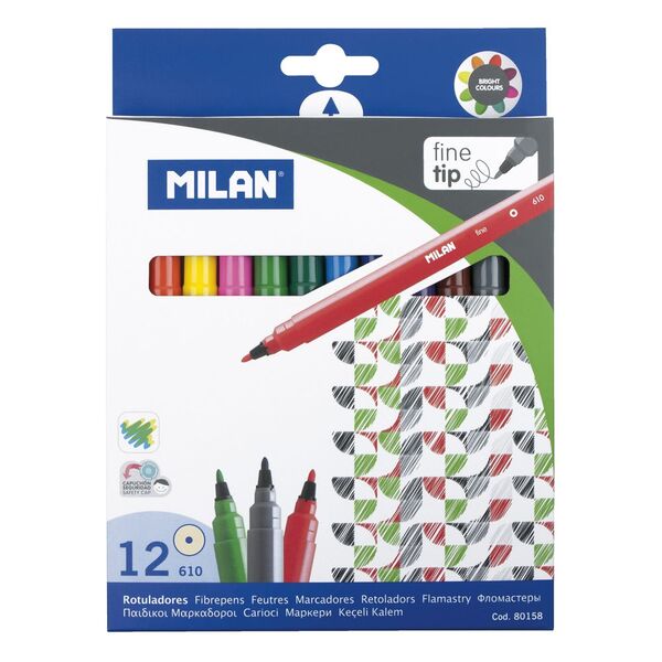 Milan Fibre Pens 12 Pack