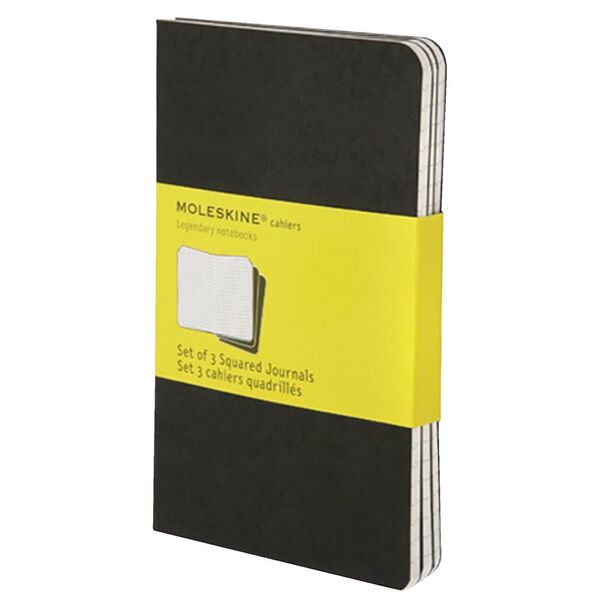 Moleskine Cahier Pocket Notebook Grid 3 Pack Black