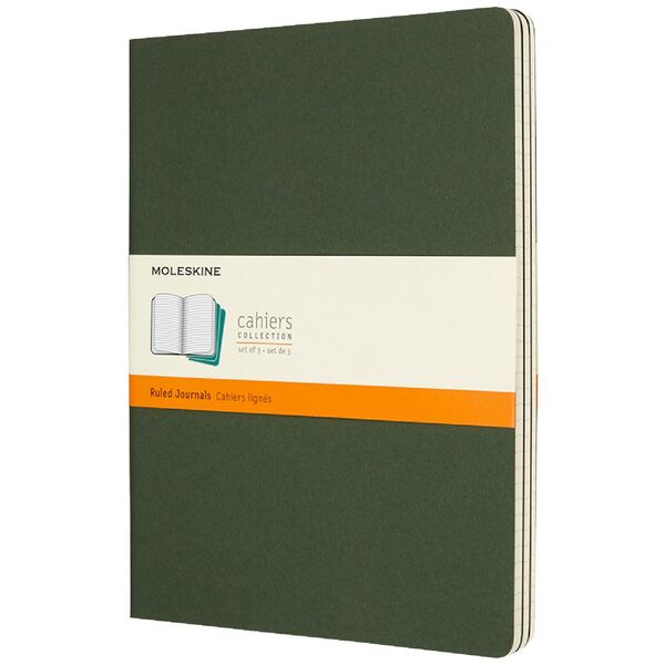 Moleskine Cahier Notebook Ruled Extra Large Green 3 Pack