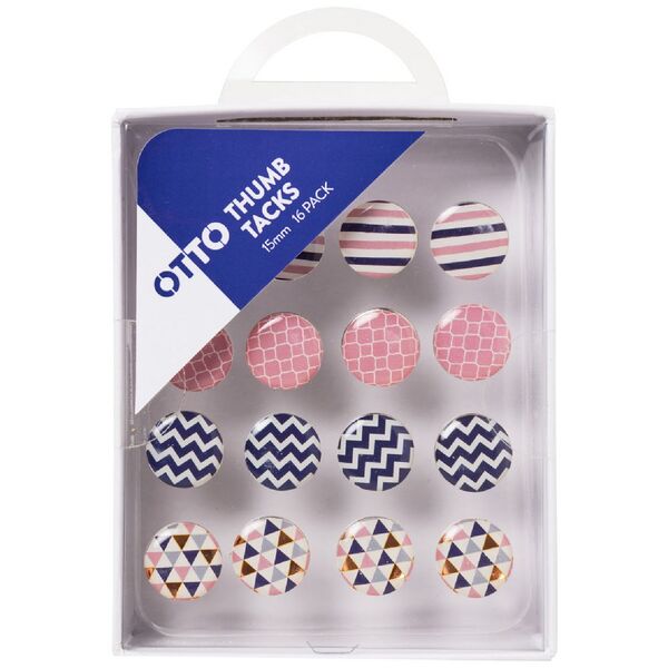 Otto Thumb Tacks 15mm Assorted 16 Pack