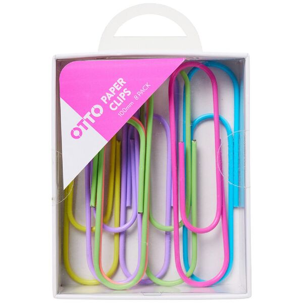 Otto Paper Clips 100mm Assorted 8 Pack