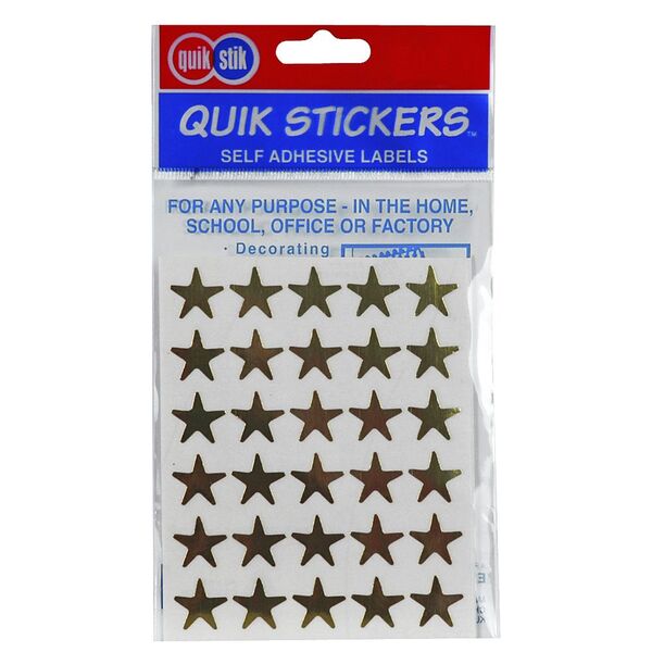 Quik Stickers Self-adhesive Labels Gold Stars