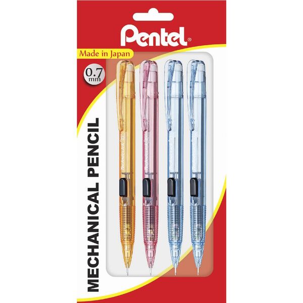 Pentel Techniclick Mechanical Pencil 0.7mm Assorted 4 Pack