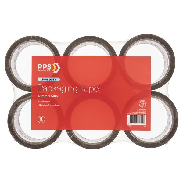 PPS 48mm x 50m Light Duty Packaging Tape Brown 6 Pack