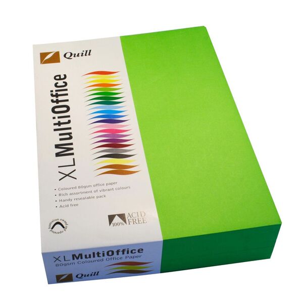 Quill Coloured Paper 80gsm A4 Lime 500 Sheet Ream