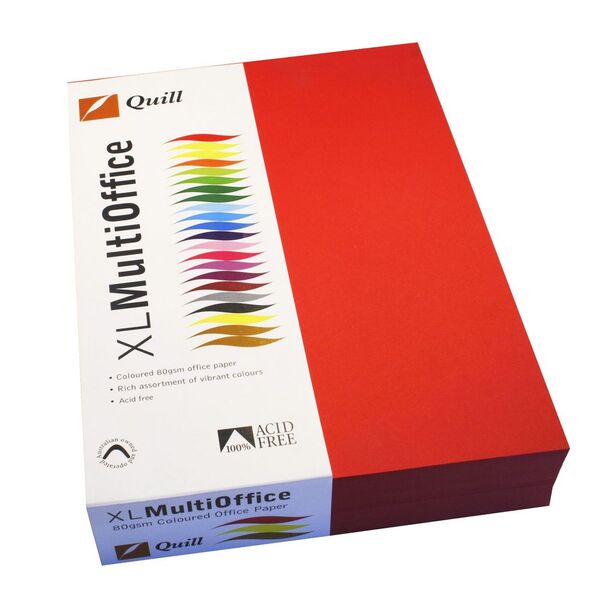 Quill Coloured Paper 80gsm A4 Red 500 Sheet Ream