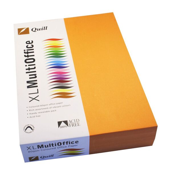 Quill Coloured Paper 80gsm A4 Orange 500 Sheet Ream