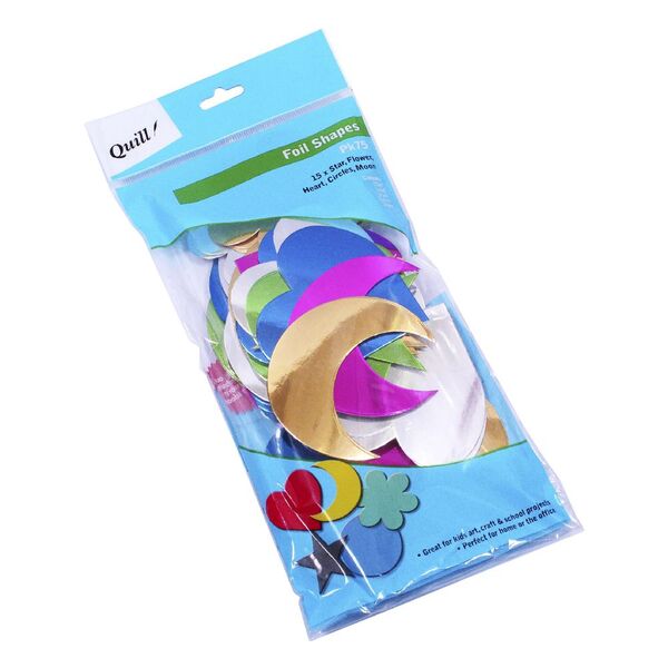 Quill Poster Board Foil Shapes Assorted 75 Pack