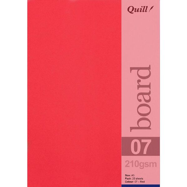 Quill A5 210gsm Board Red 25 Pack