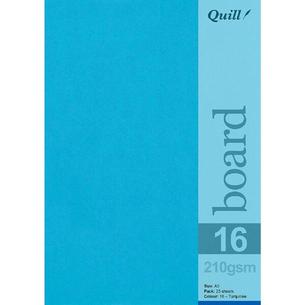 Quill A5 210gsm Board Turquoise 25 Pack