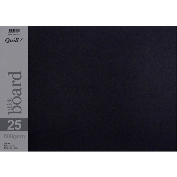 Quill A3 600gsm Board Black 5 Pack