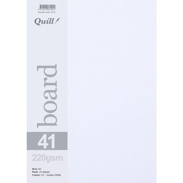 Quill A4 220gsm Metallique Galaxy Board White 25 Pack
