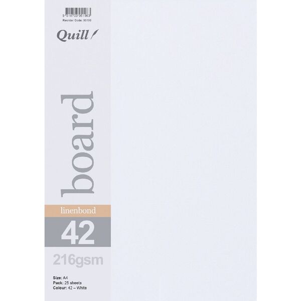 Quill A4 Linen Bond Board White 25 Pack