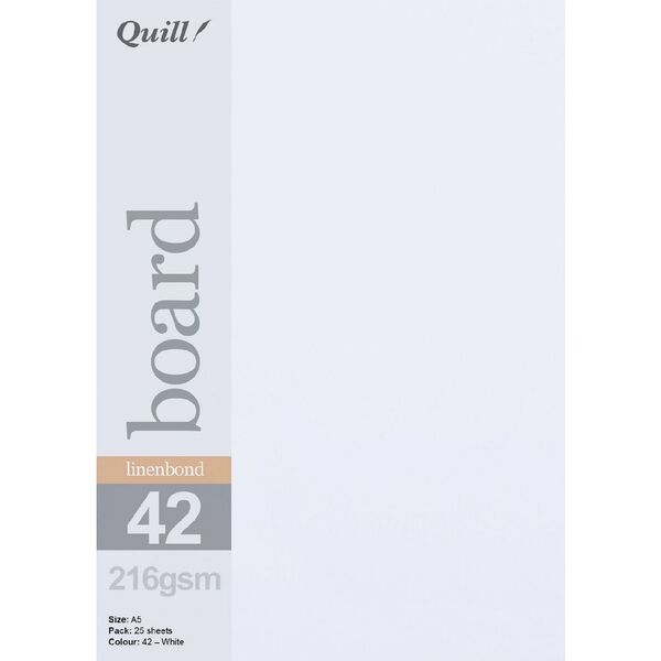 Quill A5 Linen Bond Board White 25 Pack