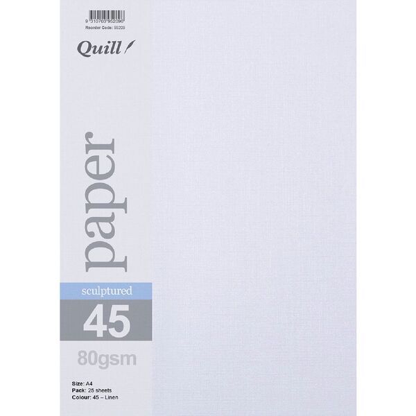 Quill Sculptured 80gsm A4 Paper Linen 25 Pack