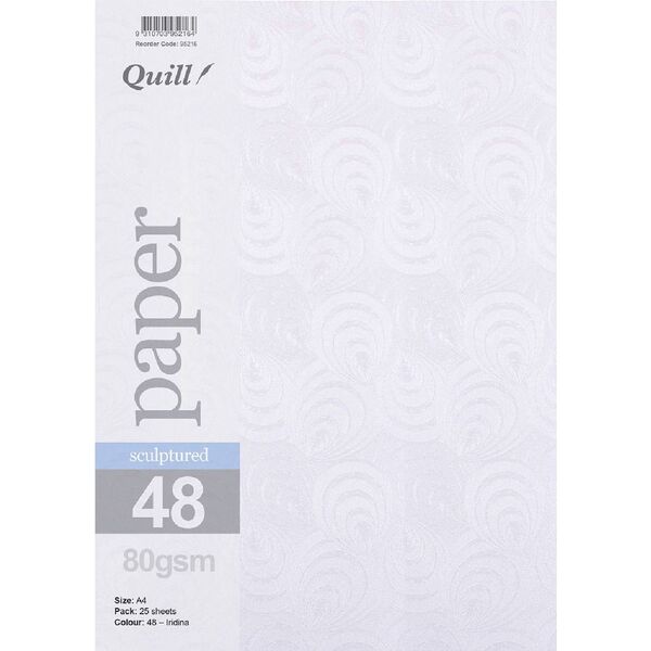 Quill Sculptured 80gsm A4 Paper Iridina 25 Pack