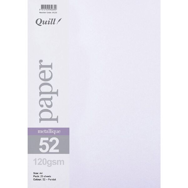Quill A4 Paper Metallique Peridot 25 Pack
