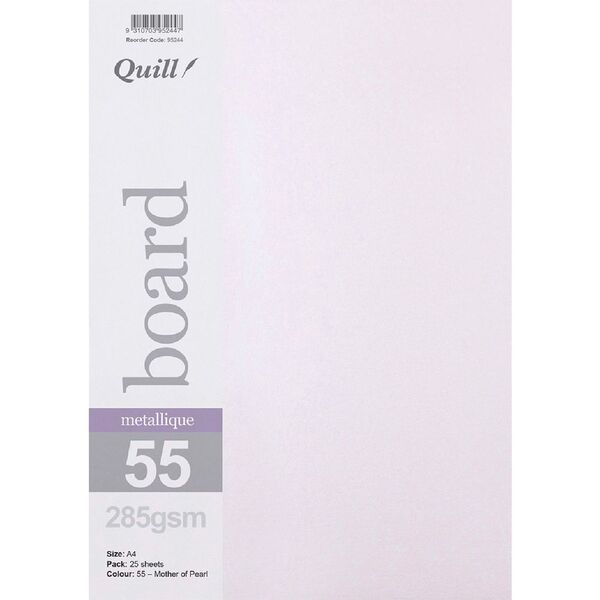 Quill A4 285gsm Metallique Board Pearl 25 Pack