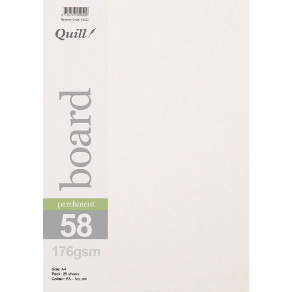 Quill Parchment 176gsm A4 Board Natural 25 Pack