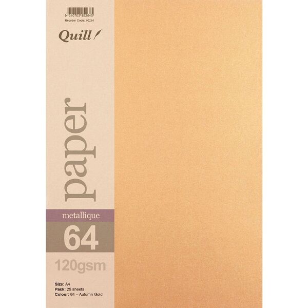 Quill A4 Paper Metallique Autumn Gold 25 Pack