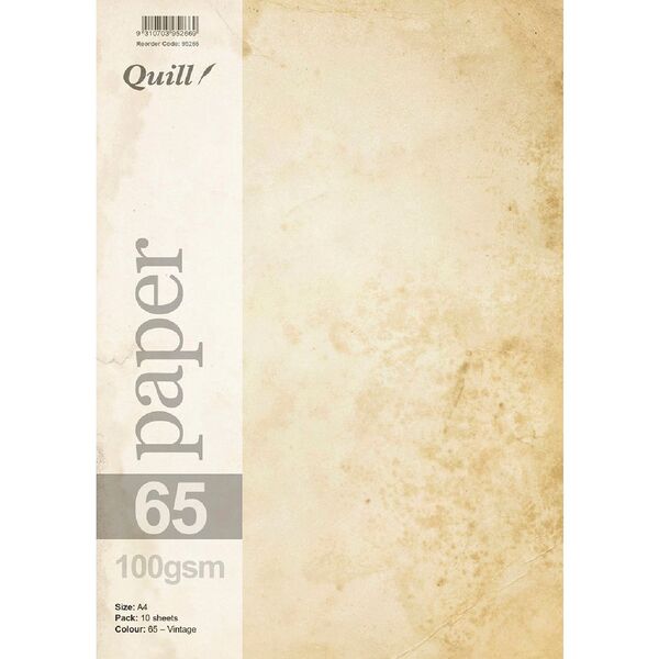 Quill A4 Design Paper Vintage 10 Pack