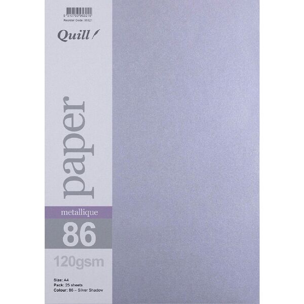 Quill A4 Paper Metallique Silver Shadow 25 Pack