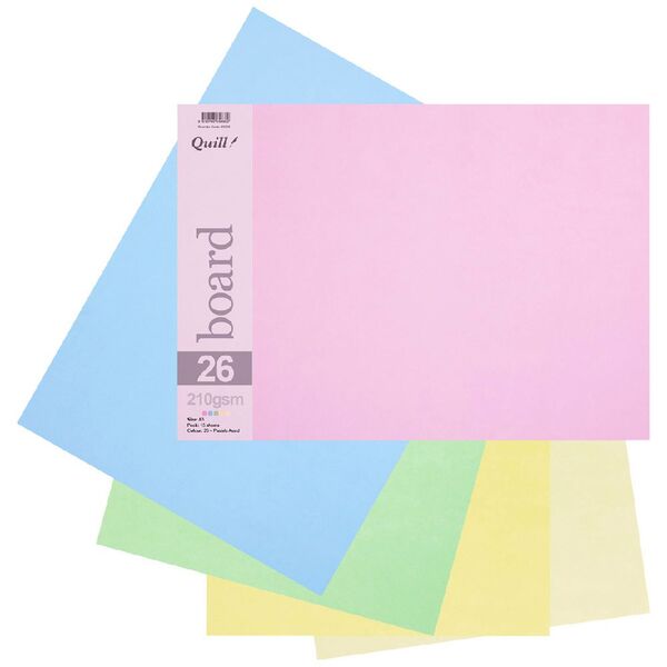 Quill A3 210gsm Board Pastels Assorted 15 Pack
