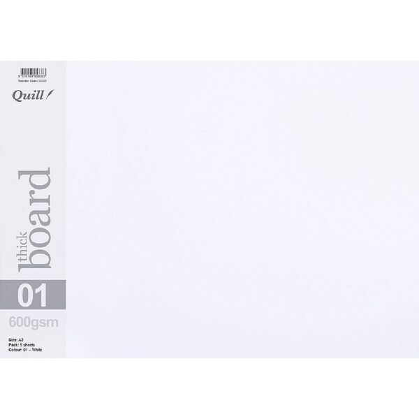 Quill A3 600gsm Board White 5 Pack