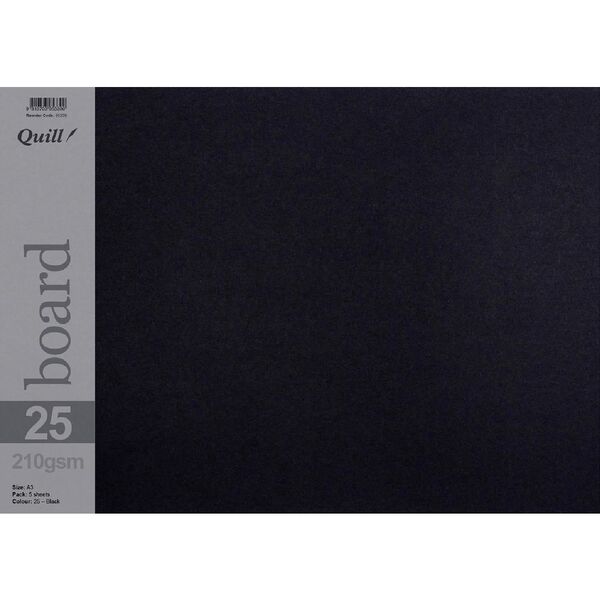 Quill A3 210gsm Board Black 5 Pack
