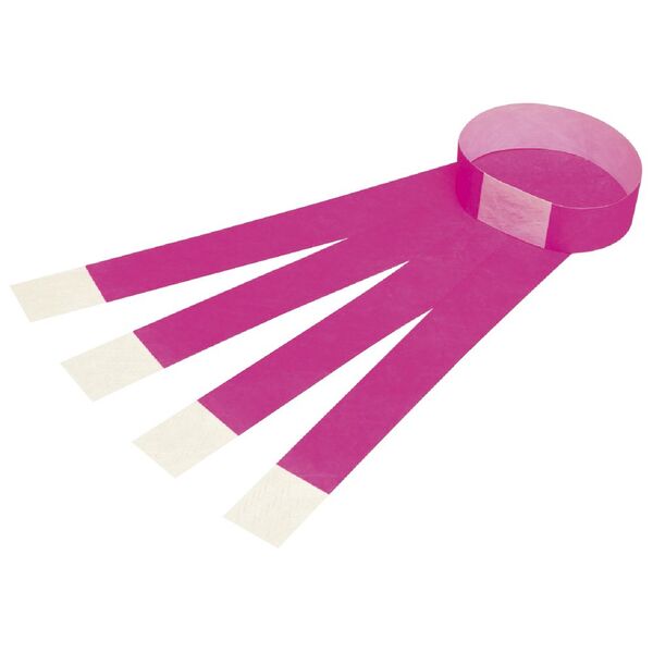 Rexel Fluoro Wrist Bands Pink 100 Pack