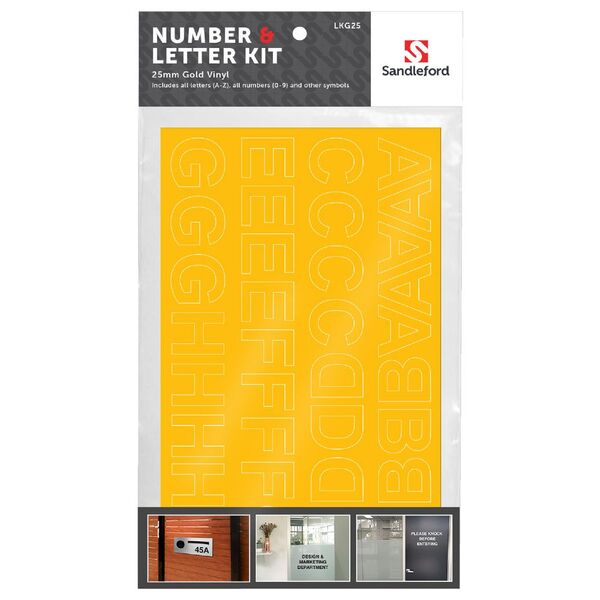 Sandleford Vinyl Letters/Numbers Helvetica Gold 25mm