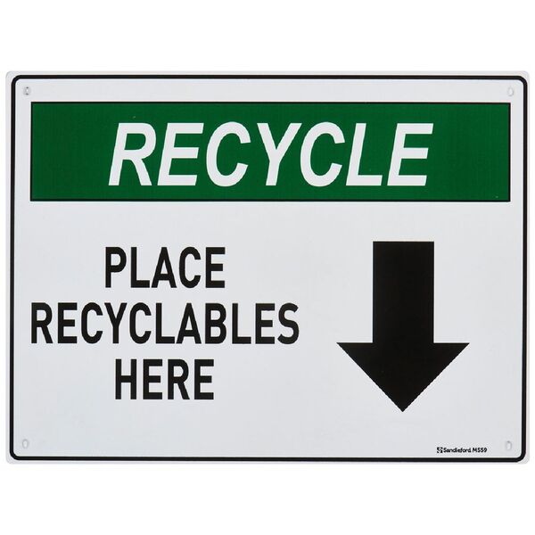 Sandleford Place Recyclables Here Sign 300 x 225mm