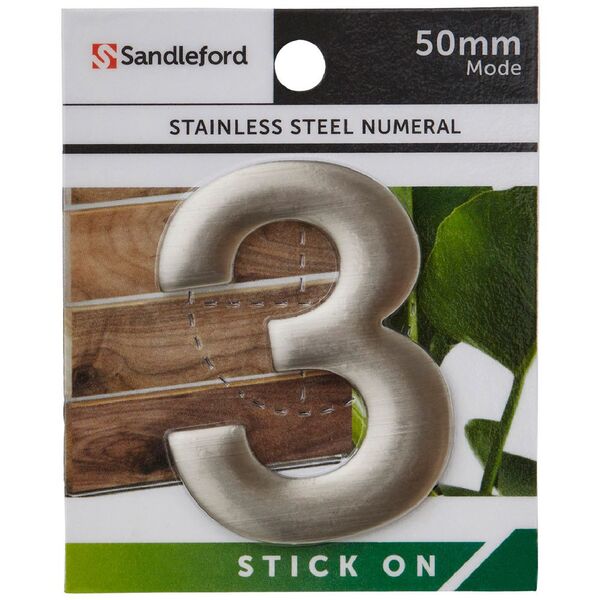 Sandleford 3 Self Adhesive Steel Sign 50mm