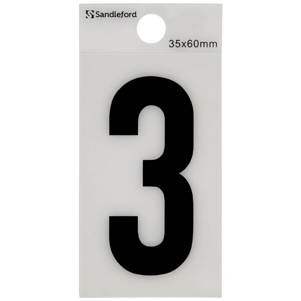 Sandleford Self Adhesive Number White 60mm 3 Officeworks - Wall Filing System Officeworks