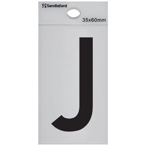 Sandleford J Self-adhesive Letter White 60 x 35mm