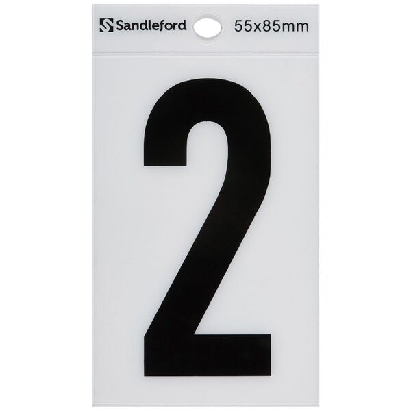Sandleford 2 Self-adhesive Numeral White 85mm