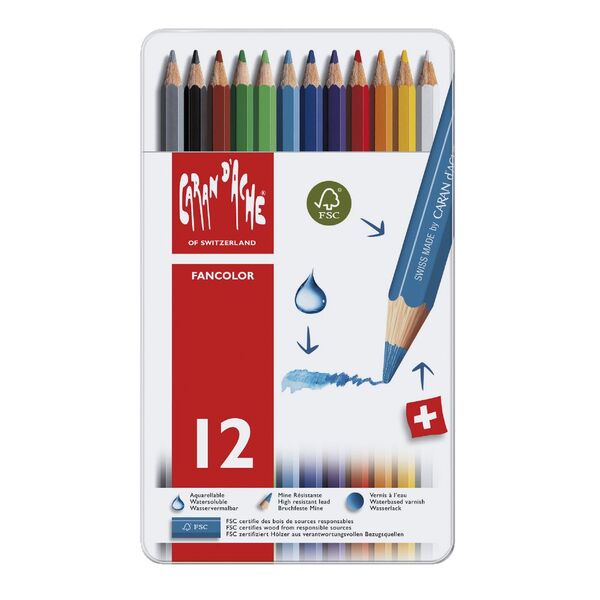 Caran d'Ache Fancolour Water Soluble Pencils 12 Pack