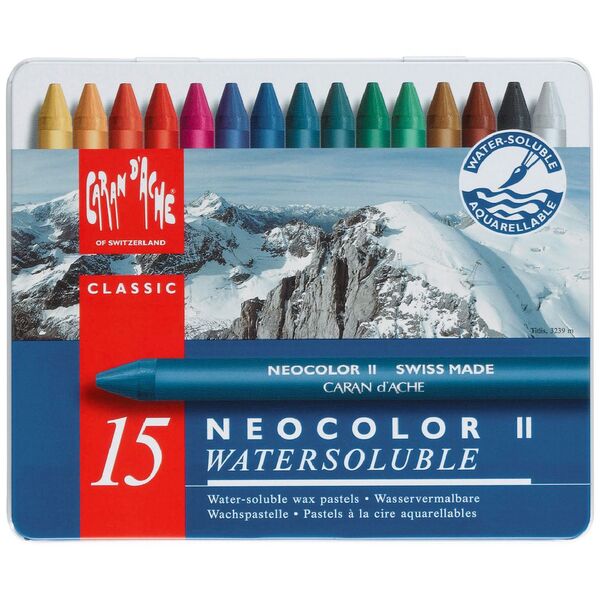 Caran d'Ache Neocolor Water Soluble Wax Pastels 15 Pack