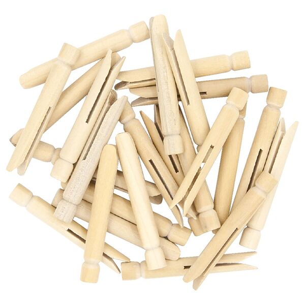 Little Learner Wooden Dolly Pegs Natural 24 Pack