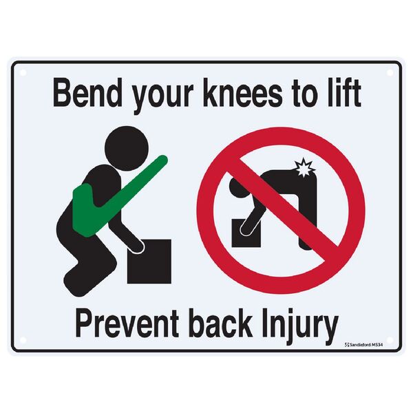 Prevent Back Injury Sign 22.5 x 30cm