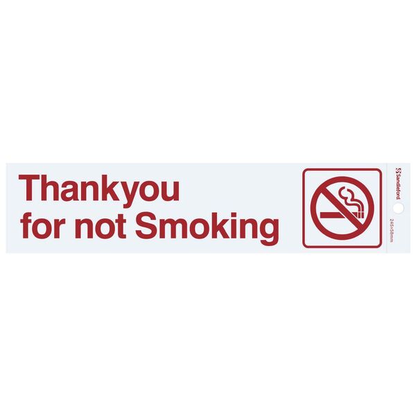 Thankyou for not Smoking Self-Adhesive Sign White and Red