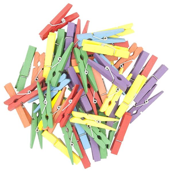 Little Learner Wooden Mini Pegs Coloured 48 Pack