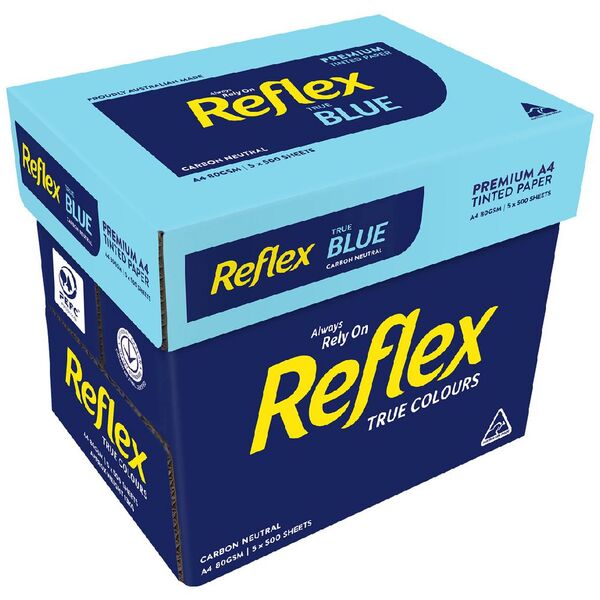 Reflex Coloured 80gsm A4 Copy Paper Blue 5 Ream Carton