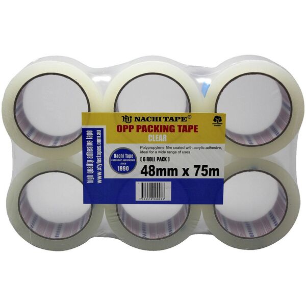 Nachi Clear Packaging Tape 48mm x 75m Roll 36 Pack