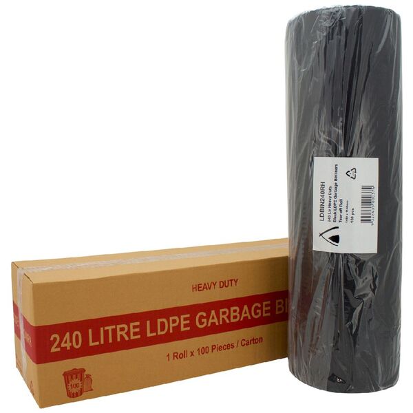 Tailored Packaging Heavy Duty Bin Liners 240L 100 Pack Black