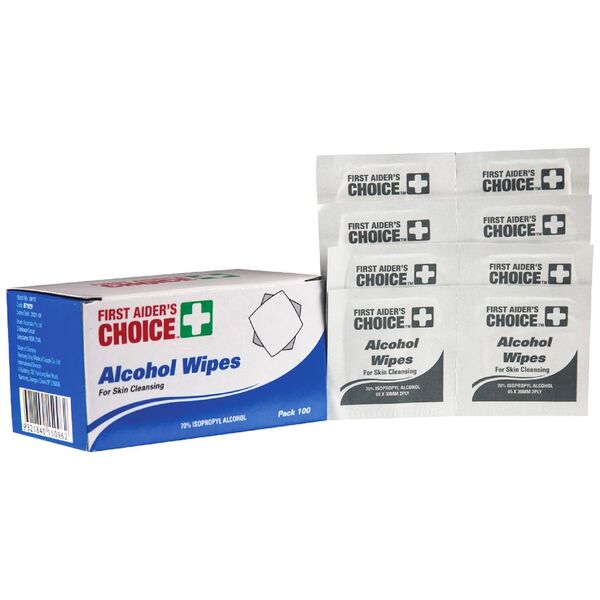 First Aiders Choice Alcohol Wipes 100 Pack