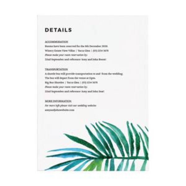 Accommodation & Information Cards