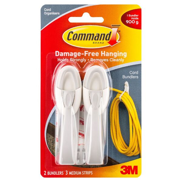 Command Cord Bundlers 2 Pack Officeworks - Wall Cable Cover Bunnings