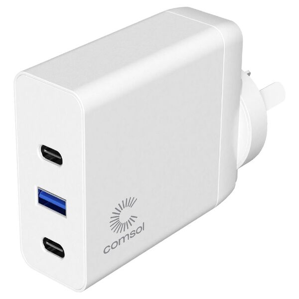 Comsol 90w Usb C A 3 Port Wall Charger Cable Officeworks - Best Usb Wall Charger Australia