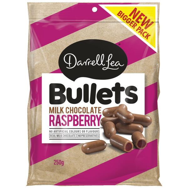 Darrell Lea 250g Raspberry Milk Bullets